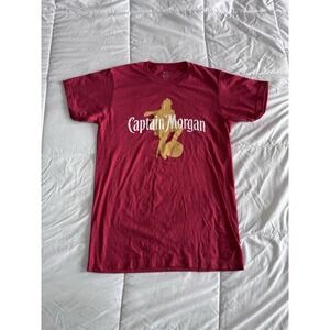 Captain Morgan Red Rum T Shirt Size Small Unisex Red Soft Light Weight Tagless